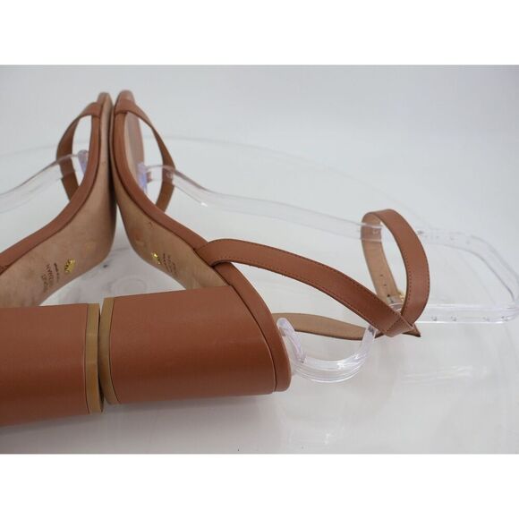 Stuart Weitzman Nearlybare Tan 75mm Block Heel Sandals Size 11B Brown Leather - Picture 9 of 14